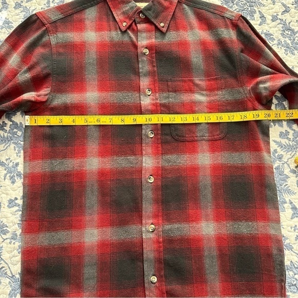 Hobbs Creek Shirt Ombre Cotton Plaid Flannel Button Down Red & Gray Size S - Picture 10 of 11